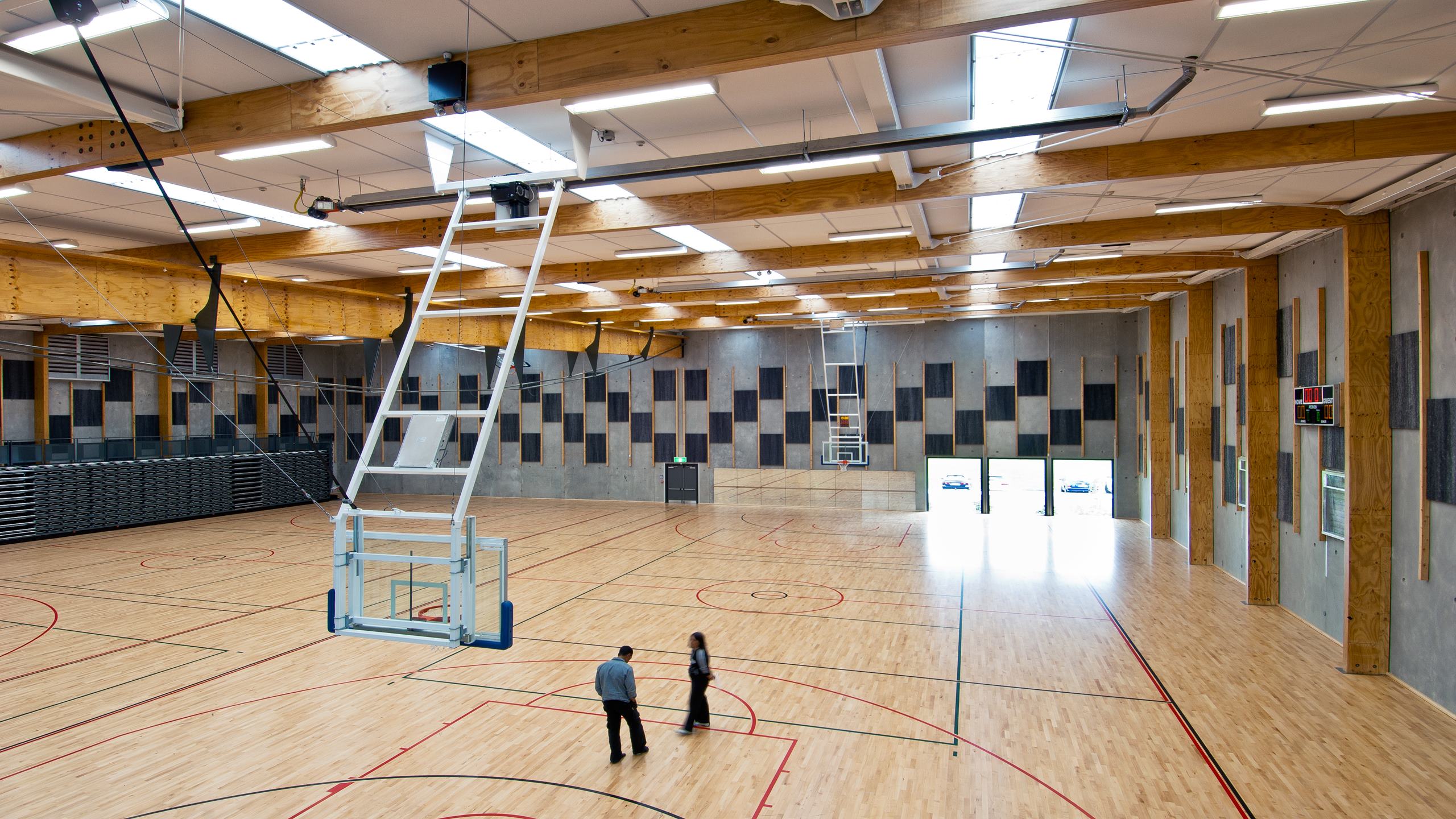 Nga Pura Pura Sports Complex showing over sized Triton Sports panels installed to the ceilings of the gymnasium