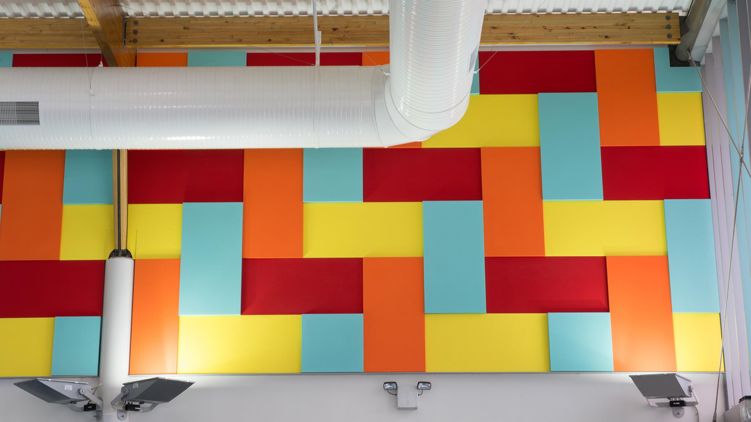 Otahuhu Recreational Centre - coloured Sonatex wall panels